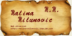 Malina Milunović vizit kartica